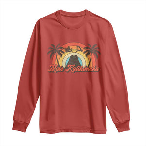 Hawaii Christmas Long Sleeve Shirt Mele Kalikimaka Retro Hawaiian Island Palm Tree Xmas Lights TS10 Red Print Your Wear