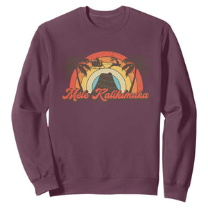 Hawaii Christmas Sweatshirt Mele Kalikimaka Retro Hawaiian Island Palm Tree Xmas Lights TS10 Maroon Print Your Wear
