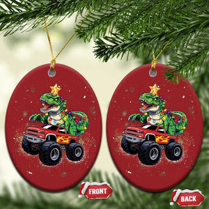 Dinosaur Monster Truck Christmas Ornament TS10 Oval Red Print Your Wear