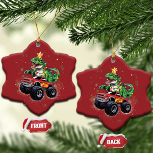 Dinosaur Monster Truck Christmas Ornament TS10 Snow Flake Red Print Your Wear