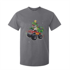 Christmas Dinosaur Monster Truck T Shirt For Kid TS10 Charcoal Print Your Wear
