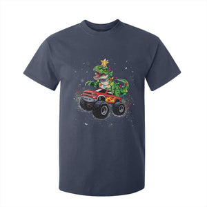 Christmas Dinosaur Monster Truck T Shirt For Kid TS10 Navy Print Your Wear