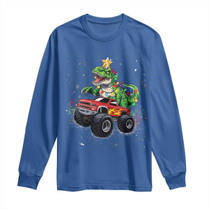 Christmas Dinosaur Monster Truck Long Sleeve Shirt TS10 Royal Blue Print Your Wear