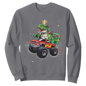 Christmas Dinosaur Monster Truck Sweatshirt TS10 Charcoal Print Your Wear