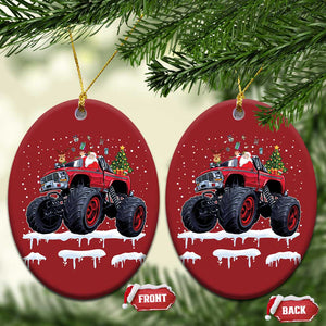 Xmas Santa Monster Truck Christmas Ornament American Offroad Xmas Boys Kids Toddler Youth TS10 Oval Red Print Your Wear