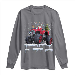 Christmas Santa Monster Truck Long Sleeve Shirt American Offroad Xmas Boys Kids Toddler Youth TS10 Charcoal Print Your Wear