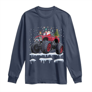 Christmas Santa Monster Truck Long Sleeve Shirt American Offroad Xmas Boys Kids Toddler Youth TS10 Navy Print Your Wear