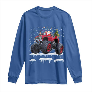 Christmas Santa Monster Truck Long Sleeve Shirt American Offroad Xmas Boys Kids Toddler Youth TS10 Royal Blue Print Your Wear