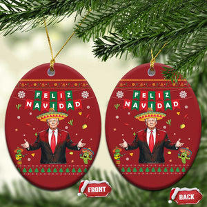 Mexico Xmas Trump Christmas Ornament Feliz Navidad Xmas Funny Trump Santa Ugly Gift TS10 Oval Red Print Your Wear