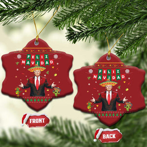 Mexico Xmas Trump Christmas Ornament Feliz Navidad Xmas Funny Trump Santa Ugly Gift TS10 Snow Flake Red Print Your Wear