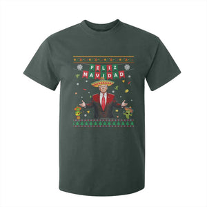 Mexico Christmas Trump T Shirt For Kid Feliz Navidad Xmas Funny Trump Santa Ugly Christmas TS10 Dark Forest Green Print Your Wear