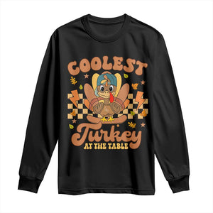 Thanksgiving Kids Long Sleeve Shirt Coolest Turkey At The Table Boys Toddler Youth TS10 Black Print Your Wear