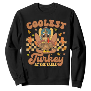 Thanksgiving Kids Sweatshirt Coolest Turkey At The Table Boys Toddler Youth TS10 Black Print Your Wear