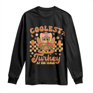 Thanksgiving Kids Long Sleeve Shirt Coolest Turkey At The Table Girls Toddler Youth TS10 Black Print Your Wear