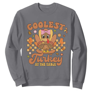 Thanksgiving Kids Sweatshirt Coolest Turkey At The Table Girls Toddler Youth TS10 Charcoal Print Your Wear