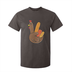 Thanksgiving T Shirt For Kid Peace Sign Turkey Hand Cool Thanksgiving Hippie TS10 Dark Chocolate Print Your Wear