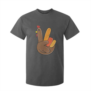 Thanksgiving T Shirt For Kid Peace Sign Turkey Hand Cool Thanksgiving Hippie TS10 Dark Heather Print Your Wear