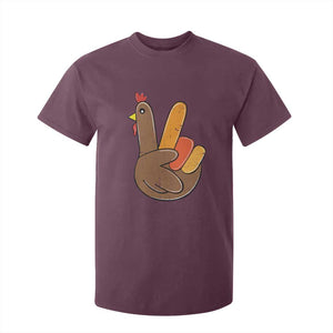 Thanksgiving T Shirt For Kid Peace Sign Turkey Hand Cool Thanksgiving Hippie TS10 Maroon Print Your Wear