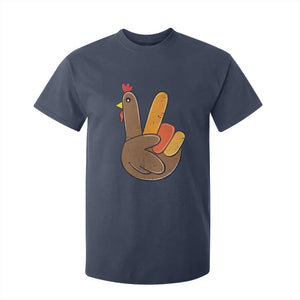 Thanksgiving T Shirt For Kid Peace Sign Turkey Hand Cool Thanksgiving Hippie TS10 Navy Print Your Wear