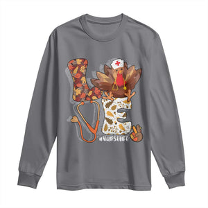 Thanksgiving Nurse Life Long Sleeve Shirt Love Turkey Fall TS10 Charcoal Print Your Wear