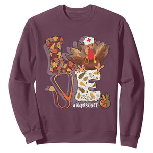 Thanksgiving Nurse Life Sweatshirt Love Turkey Fall TS10 Maroon Print Your Wear