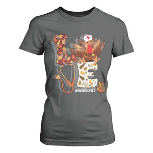 Thanksgiving Nurse Life T Shirt For Women Love Turkey Fall TS10 Dark Heather Print Your Wear