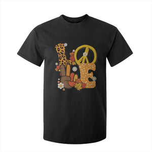 Thanksgiving T Shirt For Kid Peace Sign Love Turkey Hand TS10 Black Print Your Wear