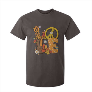 Thanksgiving T Shirt For Kid Peace Sign Love Turkey Hand TS10 Dark Chocolate Print Your Wear