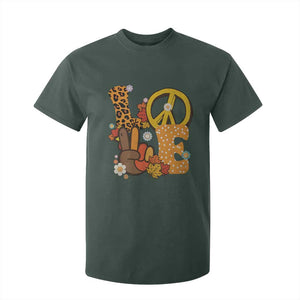 Thanksgiving T Shirt For Kid Peace Sign Love Turkey Hand TS10 Dark Forest Green Print Your Wear