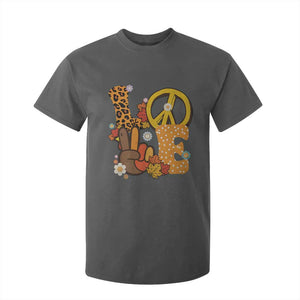 Thanksgiving T Shirt For Kid Peace Sign Love Turkey Hand TS10 Dark Heather Print Your Wear