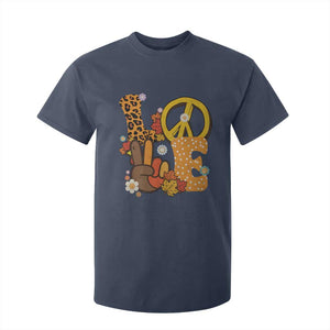 Thanksgiving T Shirt For Kid Peace Sign Love Turkey Hand TS10 Navy Print Your Wear