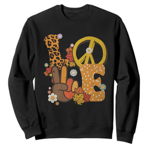 Thanksgiving Sweatshirt Peace Sign Love Turkey Hand TS10 Black Print Your Wear