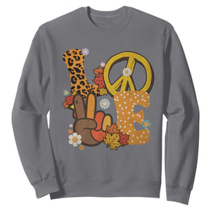 Thanksgiving Sweatshirt Peace Sign Love Turkey Hand TS10 Charcoal Print Your Wear