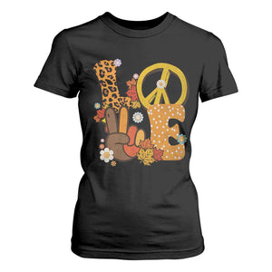 Thanksgiving T Shirt For Women Peace Sign Love Turkey Hand TS10 Black Print Your Wear