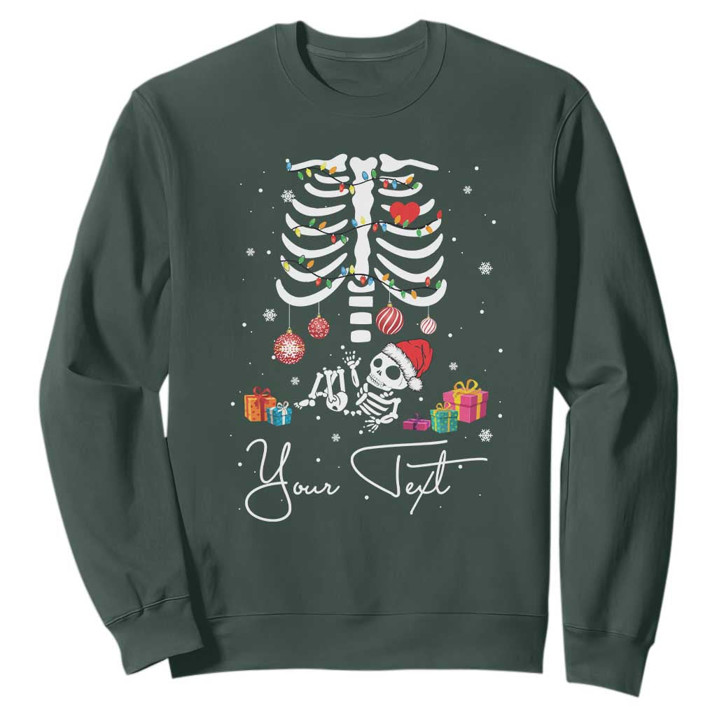 Personalized Pregnancy Announcement Sweatshirt Custom Name Maternity Christmas Skeleton Baby Monster Mom To Be Tee TS10 Dark Forest Green Print Your Wear