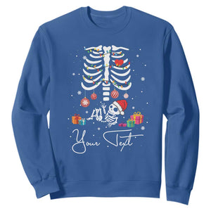 Personalized Pregnancy Announcement Sweatshirt Custom Name Maternity Christmas Skeleton Baby Monster Mom To Be Tee TS10 Royal Blue Print Your Wear