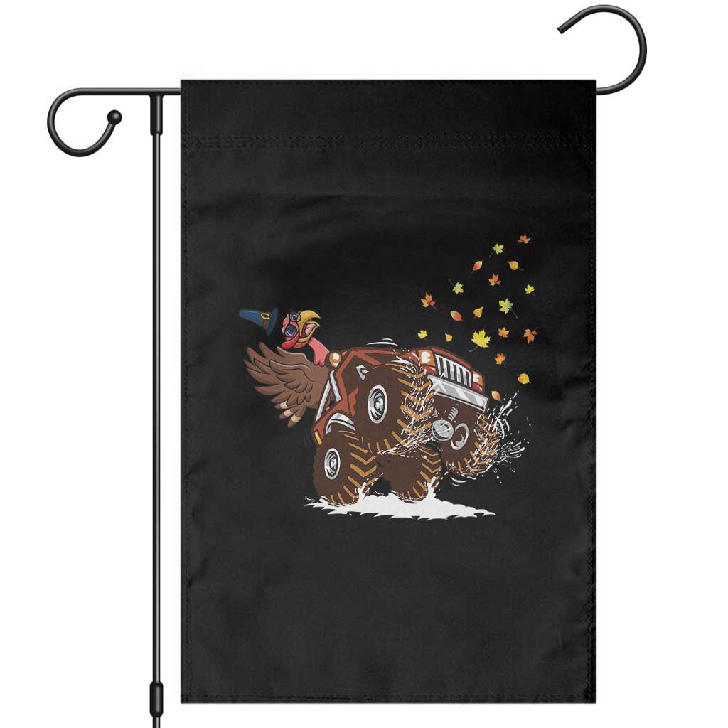 Thanksgiving Turkey Garden Flag Riding Monster Truck Boys Kids TS10 Black Print Your Wear