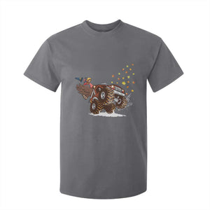 Thanksgiving Turkey T Shirt For Kid Riding Monster Truck Boys Kids TS10 Charcoal Print Your Wear