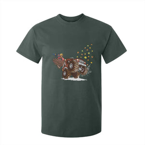 Thanksgiving Turkey T Shirt For Kid Riding Monster Truck Boys Kids TS10 Dark Forest Green Print Your Wear