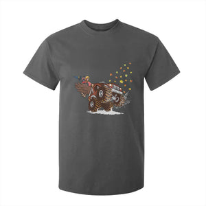 Thanksgiving Turkey T Shirt For Kid Riding Monster Truck Boys Kids TS10 Dark Heather Print Your Wear