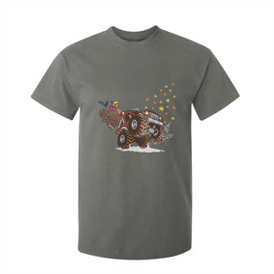 Thanksgiving Turkey T Shirt For Kid Riding Monster Truck Boys Kids TS10 Military Green Print Your Wear