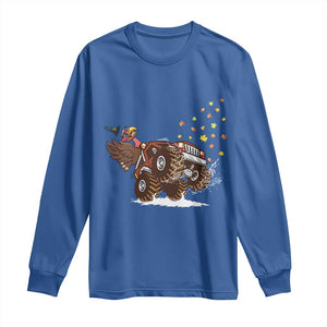 Thanksgiving Turkey Long Sleeve Shirt Riding Monster Truck Boys Kids TS10 Royal Blue Print Your Wear