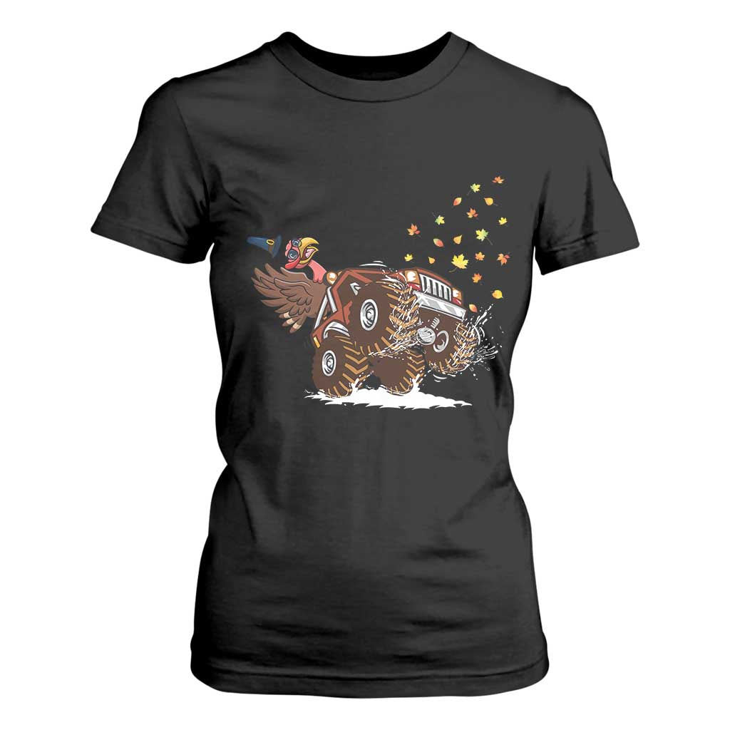 Thanksgiving Turkey T Shirt For Women Riding Monster Truck Boys Kids TS10 Black Print Your Wear