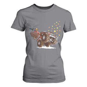 Thanksgiving Turkey T Shirt For Women Riding Monster Truck Boys Kids TS10 Charcoal Print Your Wear