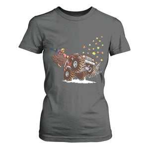 Thanksgiving Turkey T Shirt For Women Riding Monster Truck Boys Kids TS10 Dark Heather Print Your Wear