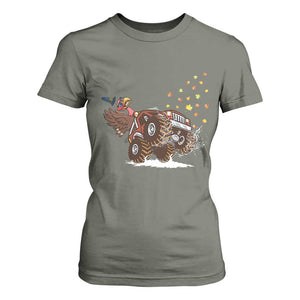 Thanksgiving Turkey T Shirt For Women Riding Monster Truck Boys Kids TS10 Military Green Print Your Wear