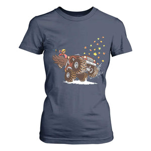 Thanksgiving Turkey T Shirt For Women Riding Monster Truck Boys Kids TS10 Navy Print Your Wear