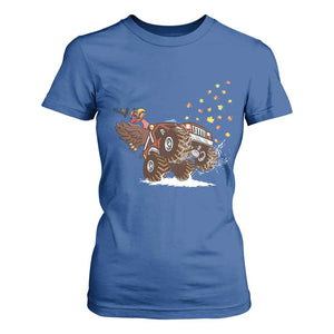 Thanksgiving Turkey T Shirt For Women Riding Monster Truck Boys Kids TS10 Royal Blue Print Your Wear