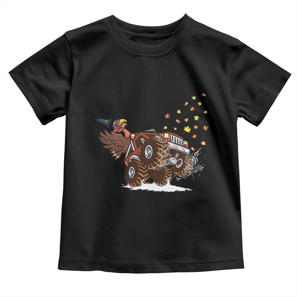 Thanksgiving Turkey Toddler T Shirt Riding Monster Truck Boys Kids TS10 Black Print Your Wear