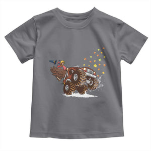 Thanksgiving Turkey Toddler T Shirt Riding Monster Truck Boys Kids TS10 Charcoal Print Your Wear